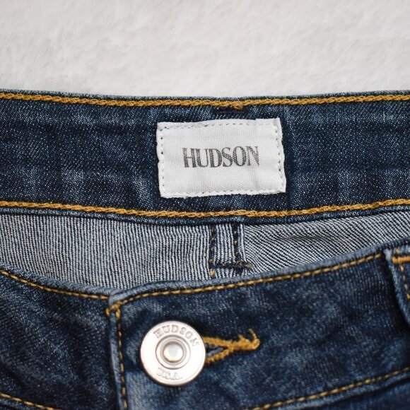 Hudson Krista Super Skinny Sz 31 Distressed 5 Pocket Dark Wash Denim Pants Jeans - Picture 9 of 16